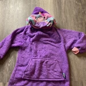 Kids pet huddle Cozy Purple Kids Hoodie with Unicorn Design